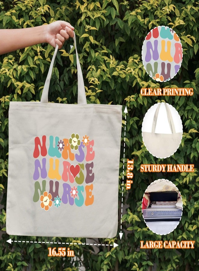 Levitatinyear Floral Nurse Canvas Tote Bag, Nurse Life Tote, Nurse Appreciation Gift Bag, Nurse Week Gifts for Women, Graduation Gifts for Nurse, Retro Shoulder Bag Gifts for Nurses -34 - Image 2